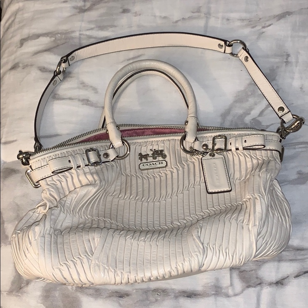 Coach white leather bag